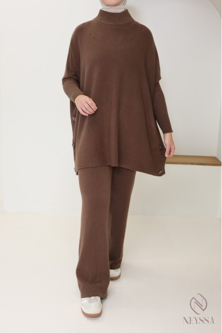 2-teiliges Strickset für Frauen mit Winter-Hijab