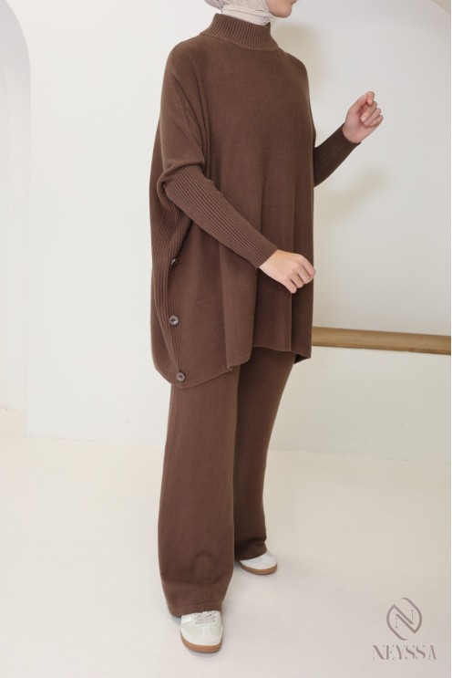 198 / 5 000 Women's 2-piece woven knit set for winter hijabi women