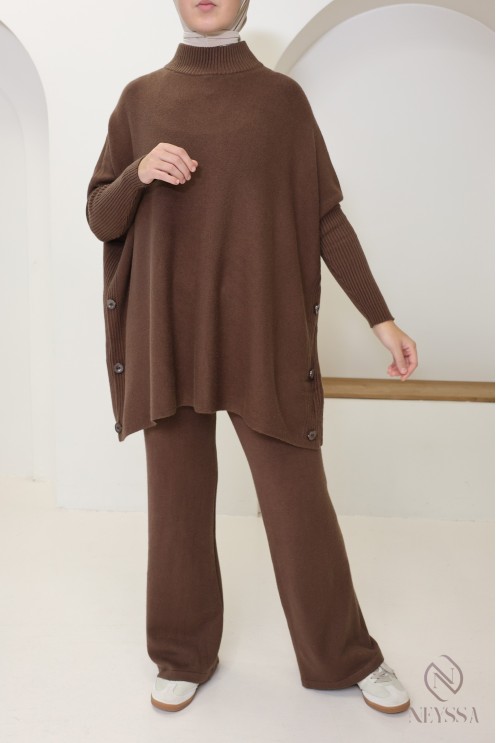 198 / 5 000 Women's 2-piece woven knit set for winter hijabi women