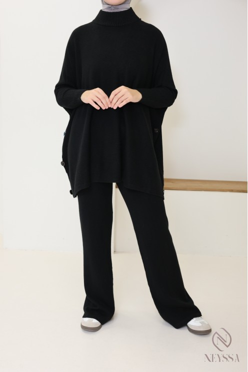 ensemble femme 2 pièces en maille tissée pour l'hiver hijabi