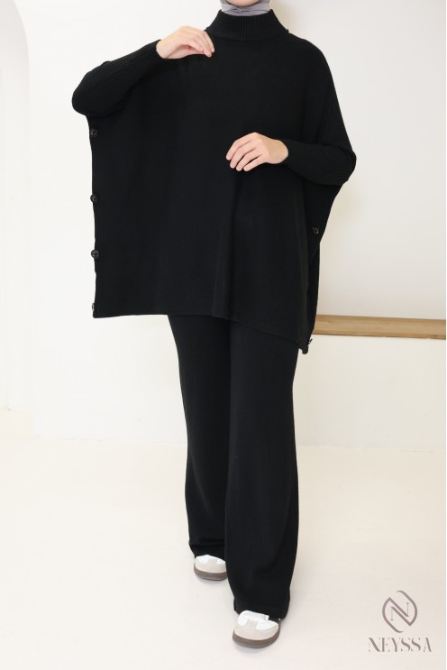 ensemble femme 2 pièces en maille tissée pour l'hiver hijabi