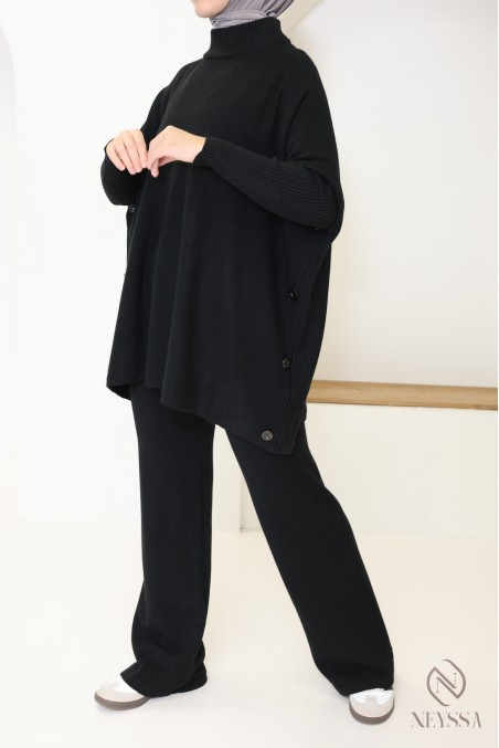 ensemble femme 2 pièces en maille tissée pour l'hiver hijabi