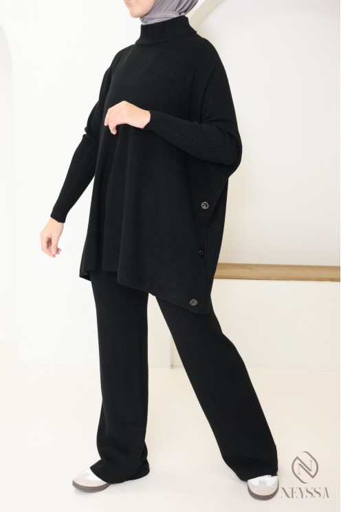 ensemble femme 2 pièces en maille tissée pour l'hiver hijabi