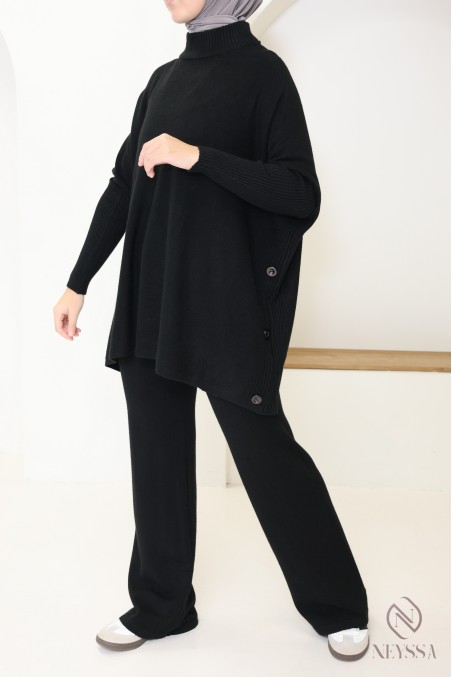 ensemble femme 2 pièces en maille tissée pour l'hiver hijabi