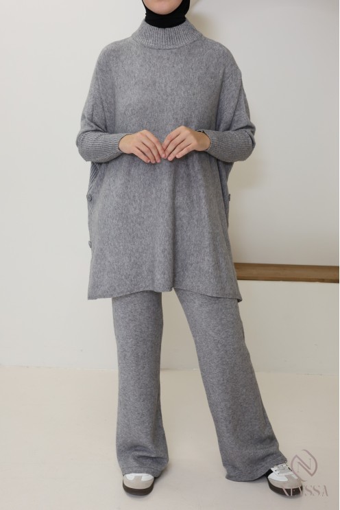 198 / 5 000 Women's 2-piece woven knit set for winter hijabi women