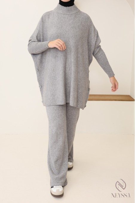 198 / 5 000 Women's 2-piece woven knit set for winter hijabi women