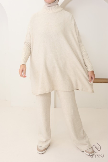 198 / 5 000 Women's 2-piece woven knit set for winter hijabi women