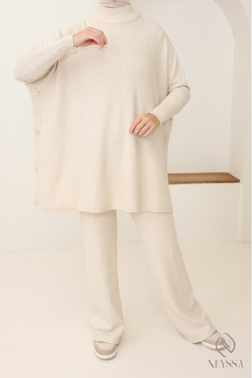 2-teiliges Strickset für Frauen mit Winter-Hijab