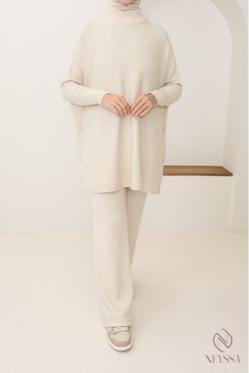 198 / 5 000 Women's 2-piece woven knit set for winter hijabi women