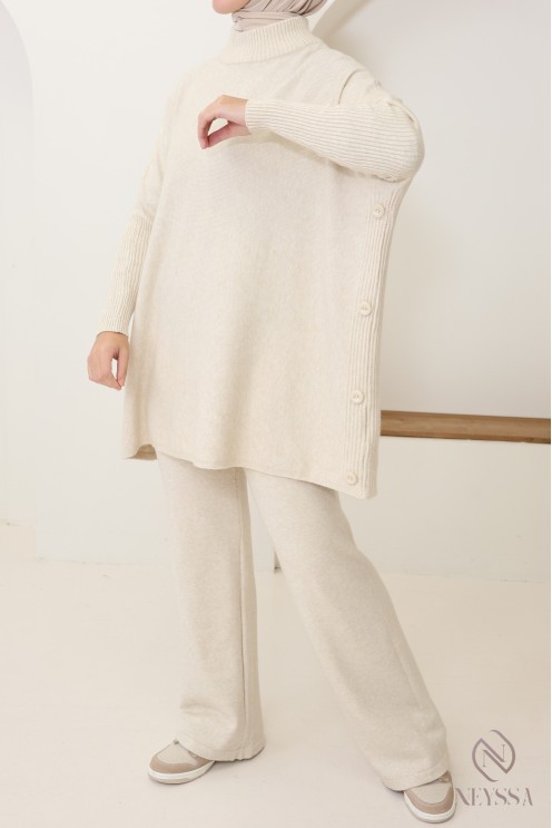 198 / 5 000 Women's 2-piece woven knit set for winter hijabi women