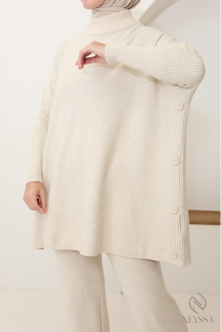 ensemble femme 2 pièces en maille tissée pour l'hiver hijabi