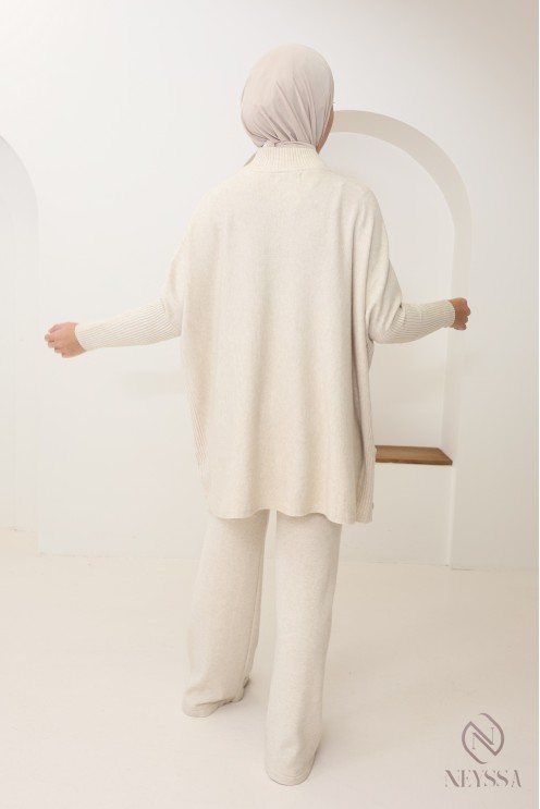 ensemble femme 2 pièces en maille tissée pour l'hiver hijabi