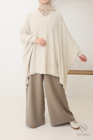 Pull maille à franges col V, coupe papillon extra ample 2