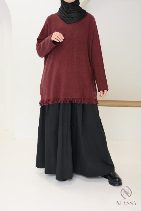 Pull en maille coupe ample avec franges pour femme tendance