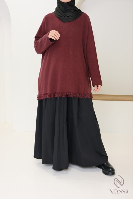 Pull en maille coupe ample avec franges pour femme tendance