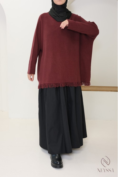 Pull en maille coupe ample avec franges pour femme tendance