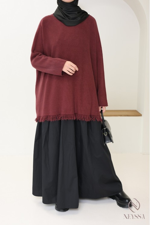 Pull en maille coupe ample avec franges pour femme tendance
