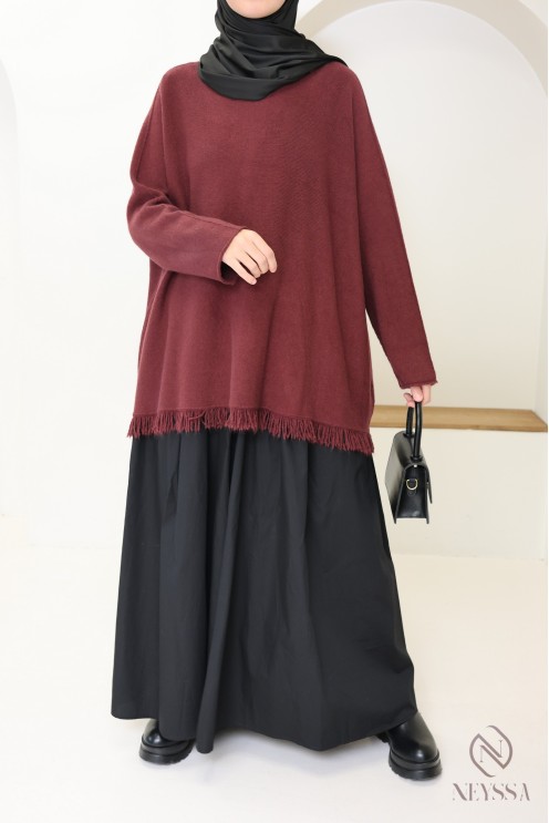 Pull en maille coupe ample avec franges pour femme tendance
