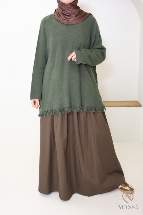 Pull en maille coupe ample avec franges pour femme tendance
