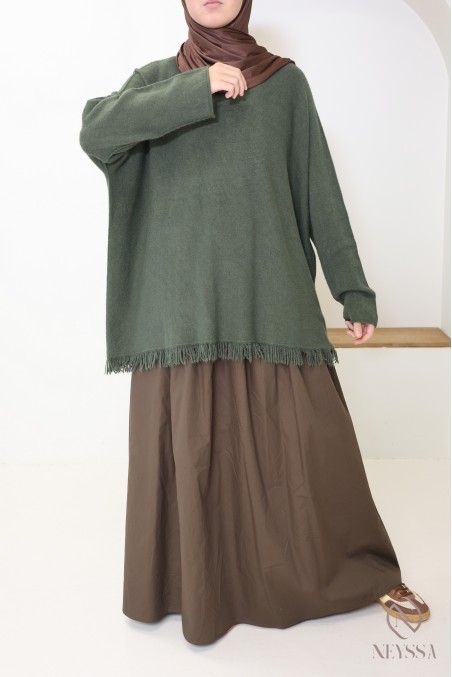 Trendiger Damen-Strickpullover mit lockerer Passform und Fransen