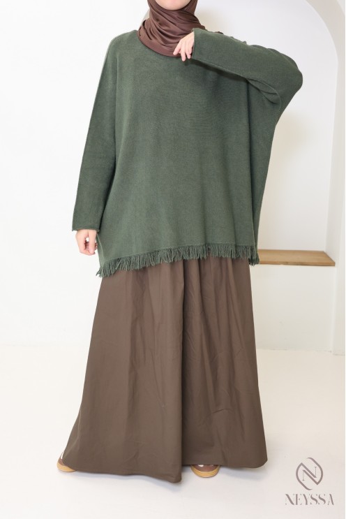 Pull en maille coupe ample avec franges pour femme tendance