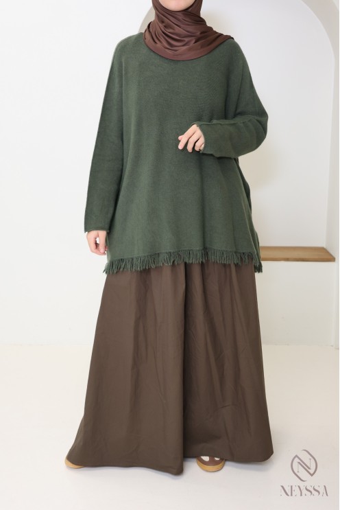 Trendiger Damen-Strickpullover mit lockerer Passform und Fransen