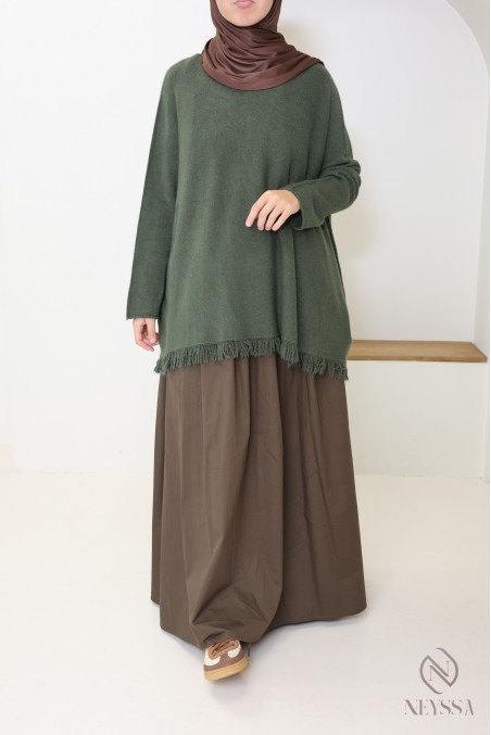Pull en maille coupe ample avec franges pour femme tendance