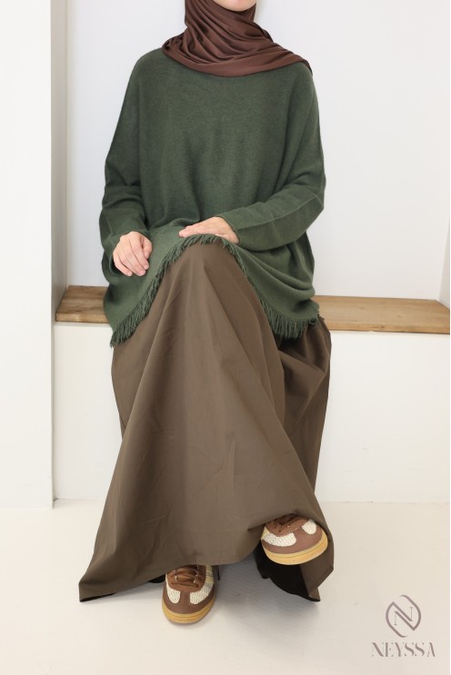 Trendiger Damen-Strickpullover mit lockerer Passform und Fransen