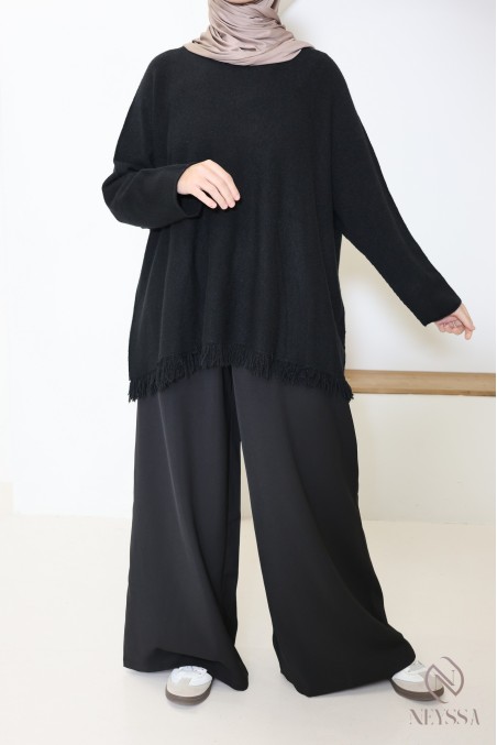 Pull en maille coupe ample avec franges pour femme tendance