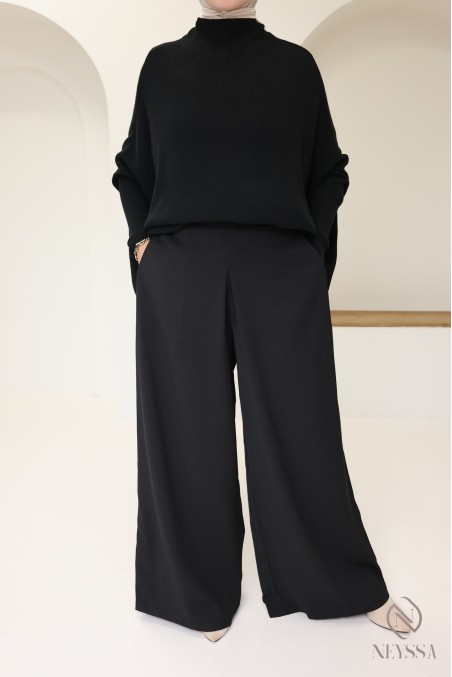 Pantalon palazzo coupe jupe culotte, tissu fluide effet tailleur femme