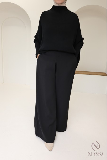 Pantalon palazzo coupe jupe culotte, tissu fluide effet tailleur femme