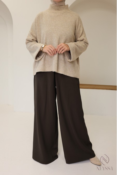 Palazzo-Hose mit Culotte-Schnitt aus fließendem, taillierten Stoff