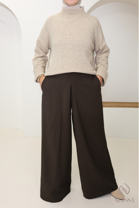 Palazzo-Hose mit Culotte-Schnitt aus fließendem, taillierten Stoff