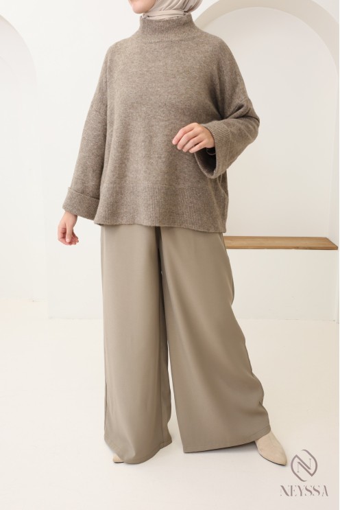 Pantalon palazzo coupe jupe culotte, tissu fluide effet tailleur femme