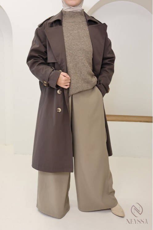 Palazzo pants with culottes cut in a flowing tailored-effect fabric