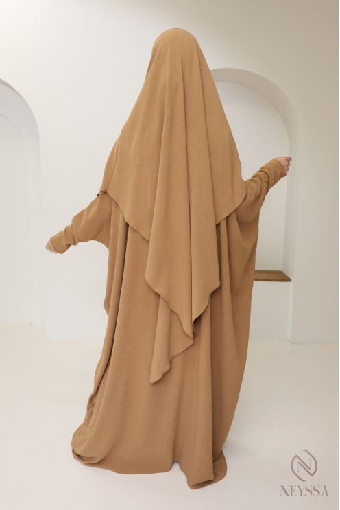 Ensemble abaya et khimar avec hijab intégré pas cher soie de jazz