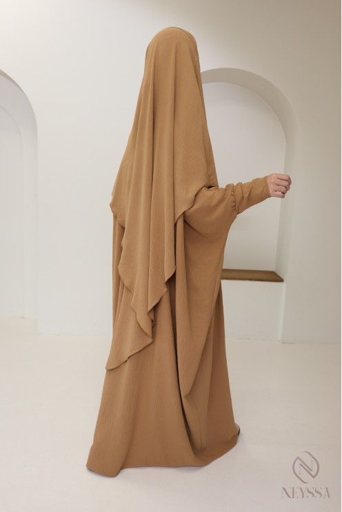 Ensemble abaya et khimar avec hijab intégré pas cher soie de jazz