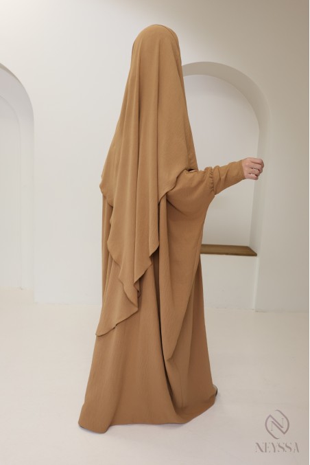 Ensemble abaya et khimar avec hijab intégré pas cher soie de jazz