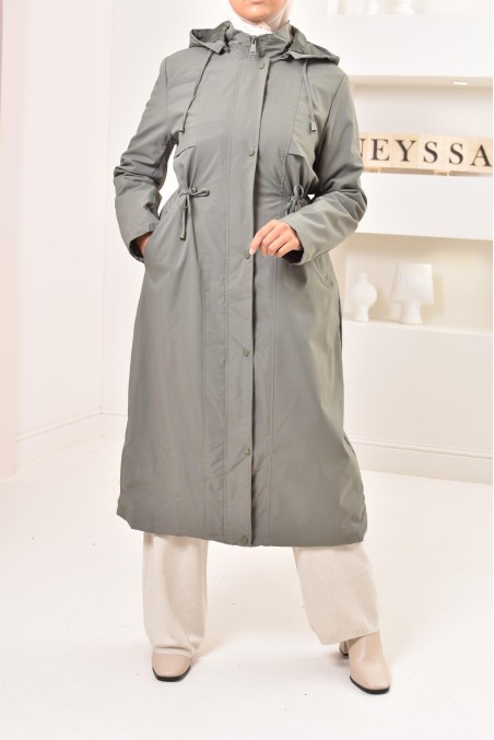 parka longue kaki doublée fourrure, chaude et tendance pour l'hiver