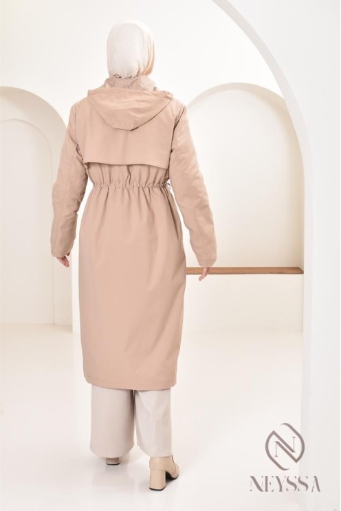 Parka femme beige doublée fourrure, imperméable parfaite pour l'hiver