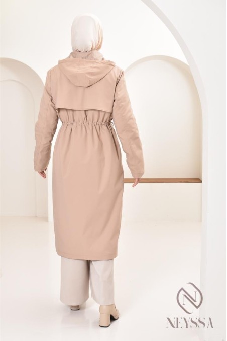 Parka femme beige doublée fourrure, imperméable parfaite pour l'hiver