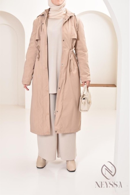 Parka femme beige doublée fourrure, imperméable parfaite pour l'hiver