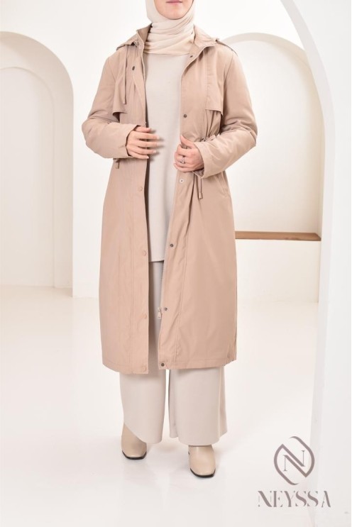 Parka femme beige doublée fourrure, imperméable parfaite pour l'hiver