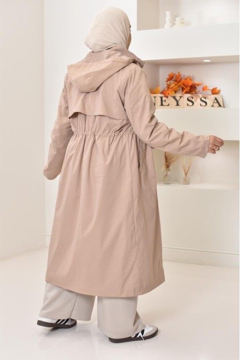 Parka femme beige doublée fourrure, imperméable parfaite pour l'hiver