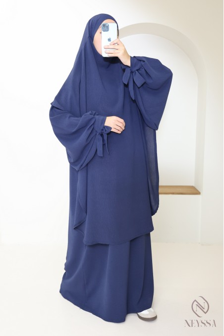 Ensemble abaya khimar extra long soie de Jazz, légiféré, made in france
