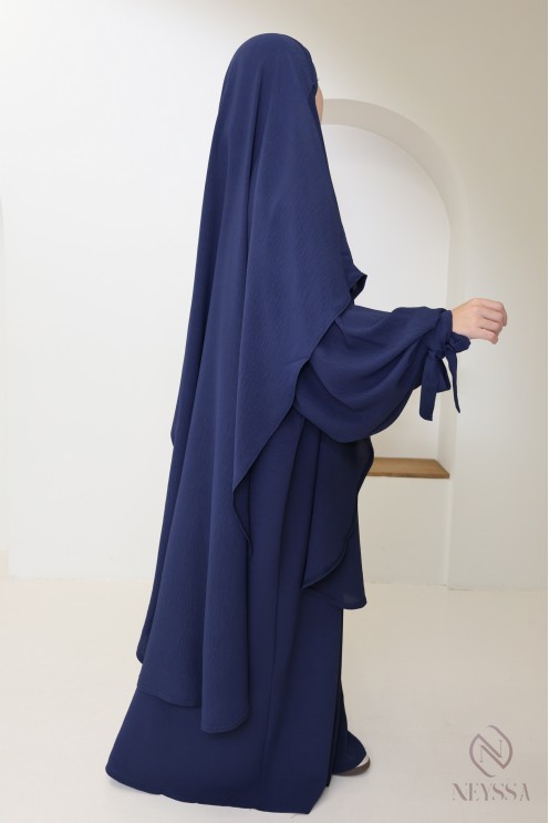 Ensemble abaya khimar extra long soie de Jazz, légiféré, made in france