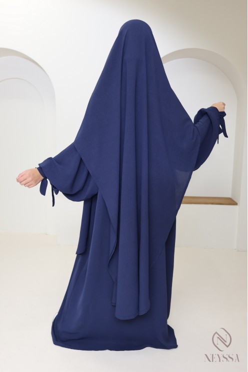 Ensemble abaya khimar extra long soie de Jazz, légiféré, made in france