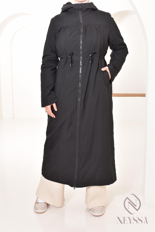 women's long parka, lined inside, ideal for mid-season