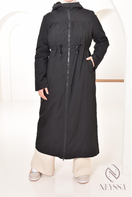 women's long parka, lined inside, ideal for mid-season