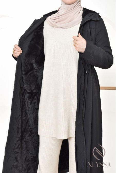 women's long parka, lined inside, ideal for mid-season